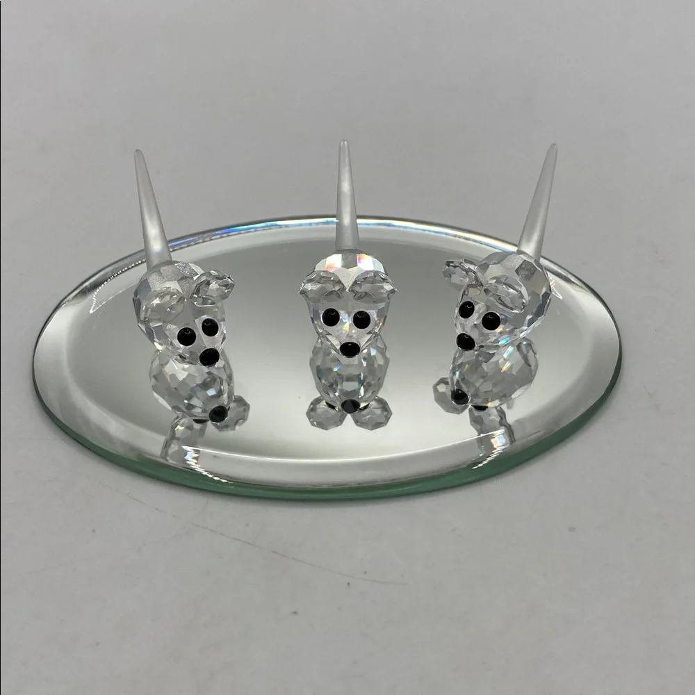 Swarovski Field Mice Set of 3 In A Summer Meadow Collection With Mirror Base